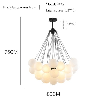 Bubble Chandelier19/37 Balls Black Gold Chandelier Mid Century Modern Glass Lamp for Dining Room Living Room Decoration