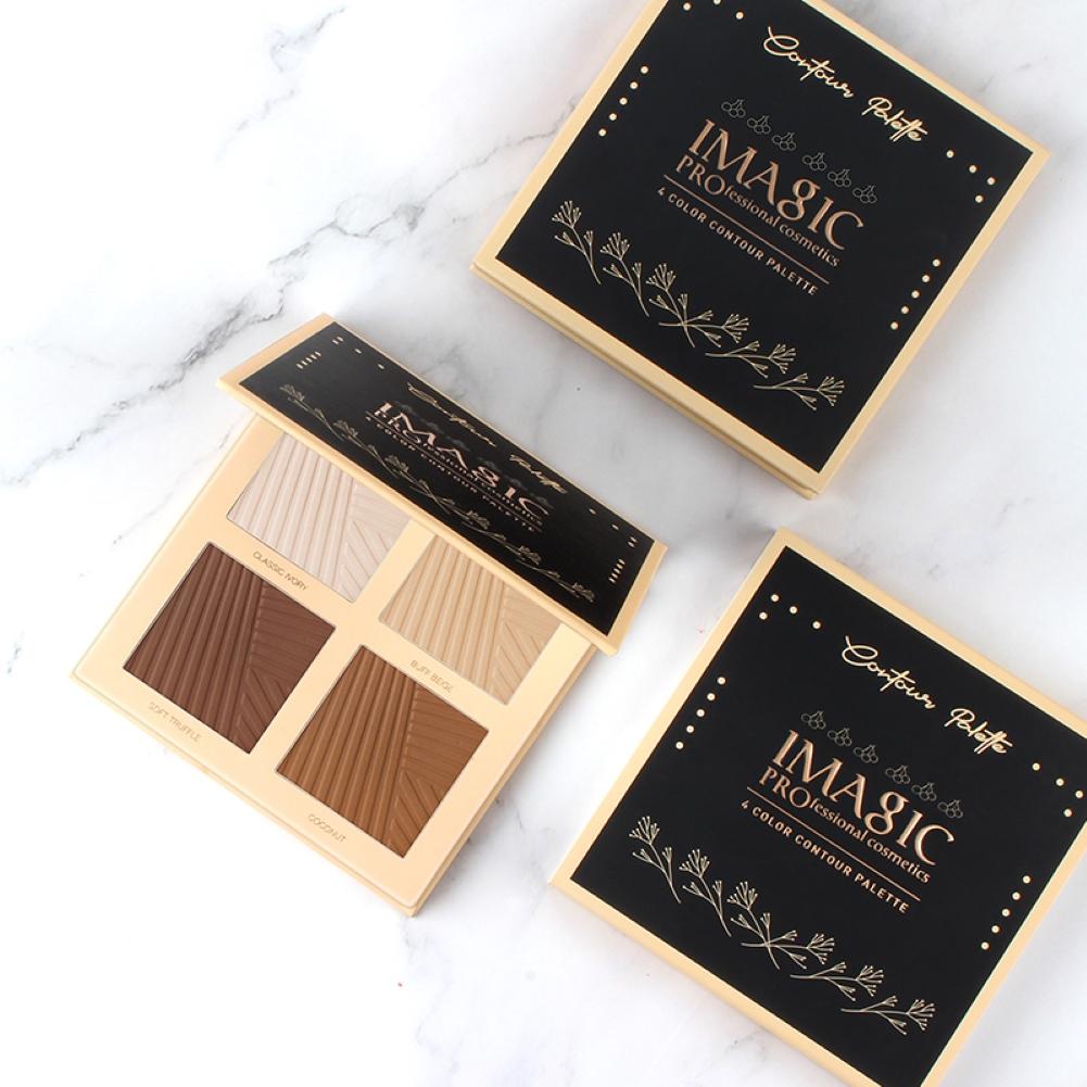 IMAGIC 4-Color Waterproof Face Concealer Makeup Fixer Palette Makeup Facial Bronze Glow Face Contour Powder Highlighter Cosmetic