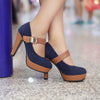 Size 34-43 Women Pumps Flock Sweet Thick High Heels Platform Classic Round Toe Dress Cute Shoes Ladies Footwear Platform Heels