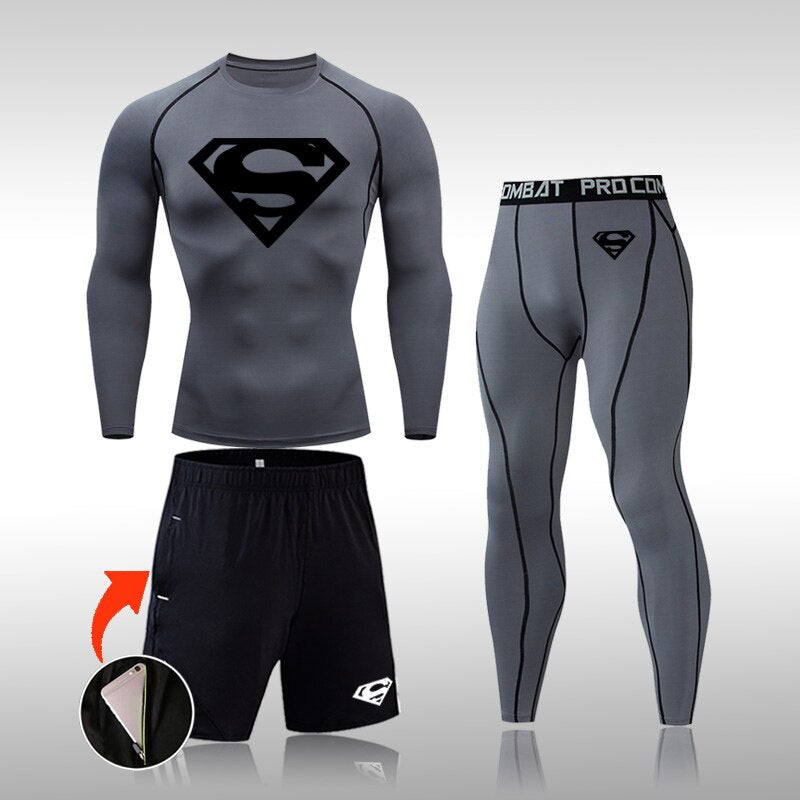 Tracksuit Men Sports Suit Gym Fitness Compression Clothes Running Jogging Sportwear Exercise Workout Rashguard Tights