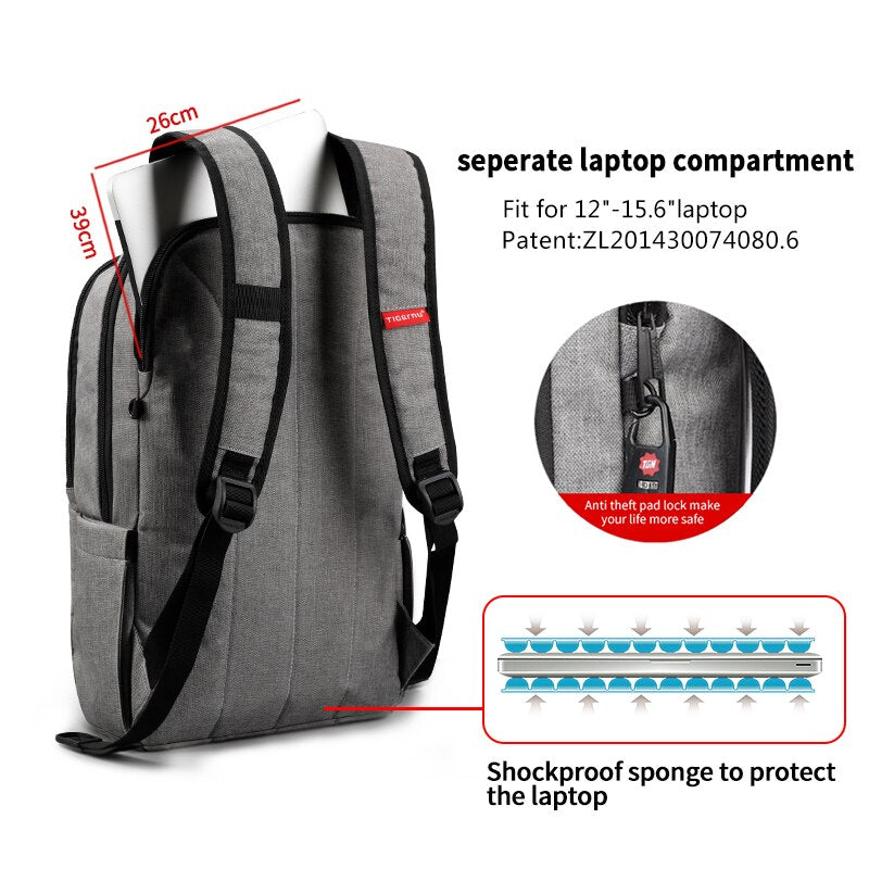 Tigernu Men's Backpack Anti-theft Male Mochila For Laptop 14-15Inch Notebook Computer Backpack Bags Men Backpack School Rucksack