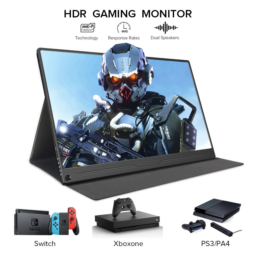 UPERFECT 15.6 Inch FHD 1080p HDR Gaming Monitor USB Type C Mini HDMI Computer Display IPS Screen for PS3 PS4 Xbox Raspberry PI