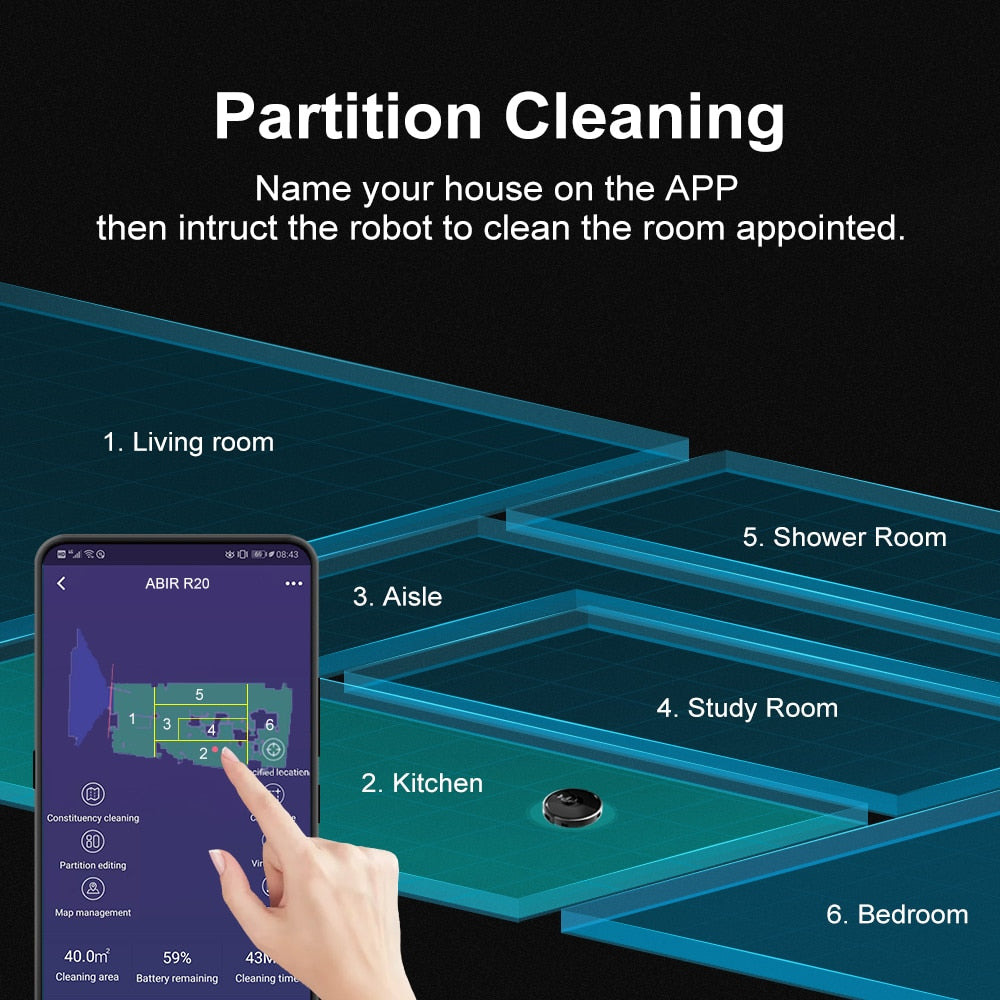 Robot Vacuum Cleaner ABIR X8, Laser Lidar Navigation,5000pa Suction,Multi-Floor Map,UV Lamp,Y Shape Wet Mopping, APP No-Go Zones