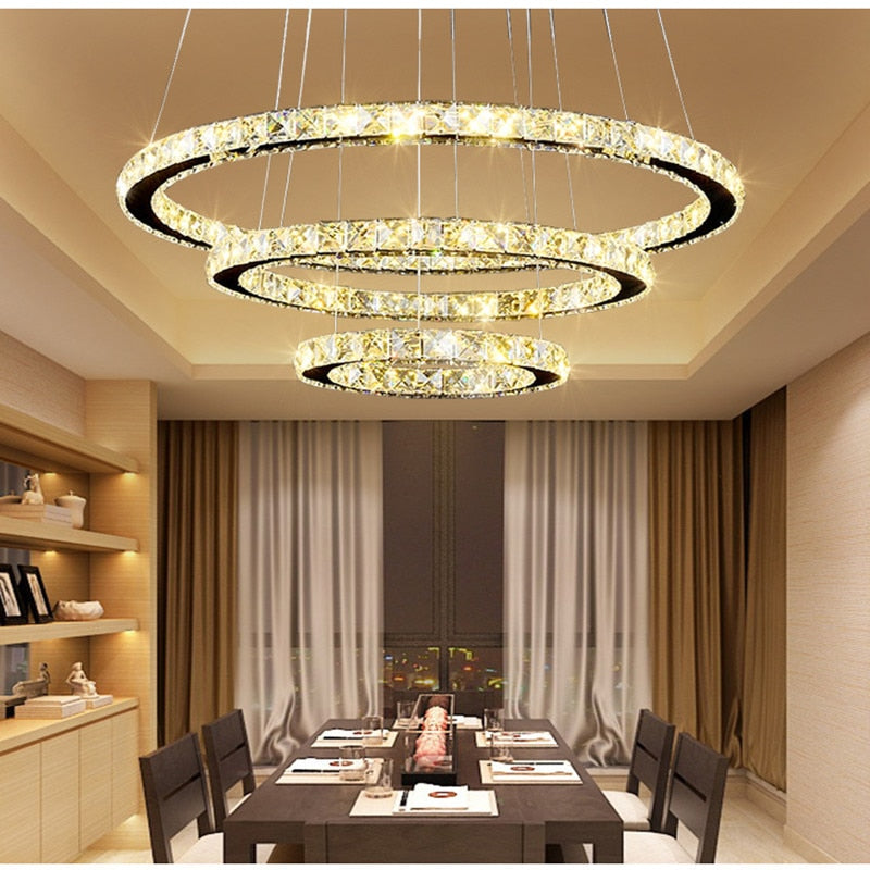 Nordic Led Chandelier Crystal Lustre Luxury Chandelier Living Room Decoration Luminaire Crystal Rings Hanging Lamp