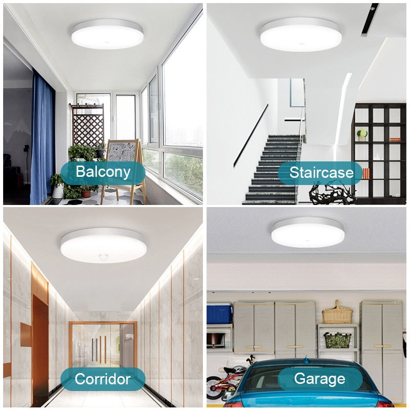 Motion Sensor Led Night Light PIR Sensor Lamp Smart Lighting 110V 220V 15/20/30/40w Ceiling Wall Lamps For Toilet Room Corridor