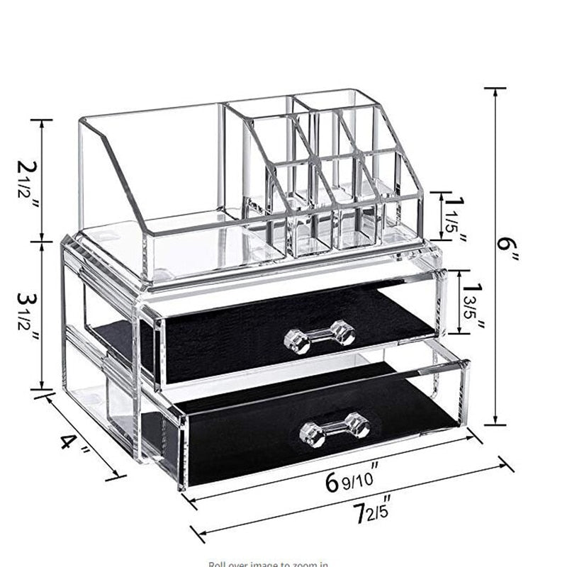 Makeup Organizer Cosmetic Storage Box Transparent Plastic Box Organizador Acrylic Desktop Jewelry Bathroom Multifunctional