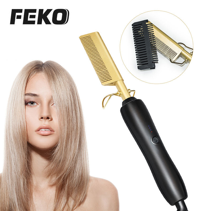 2 IN 1 Hair Straightener & Curler Heating Comb Dry Wet Use Flat Irons Hair Curler Styling Tools Hot Brush Comb