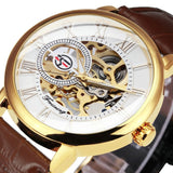 Mechanical Man Gold Watch Mens Watches Top Brand Luxury 2021 WINNER Clock Male Skeleton Leather Forsining 3d Hollow Engraving