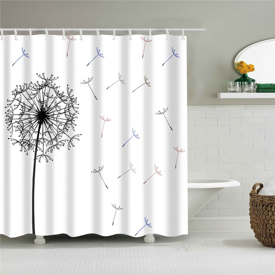 Flower Dandelion Red Rose Small Fresh Shower Curtains Bathroom Curtain Frabic Waterproof Polyester Bathroom Curtain with Hooks