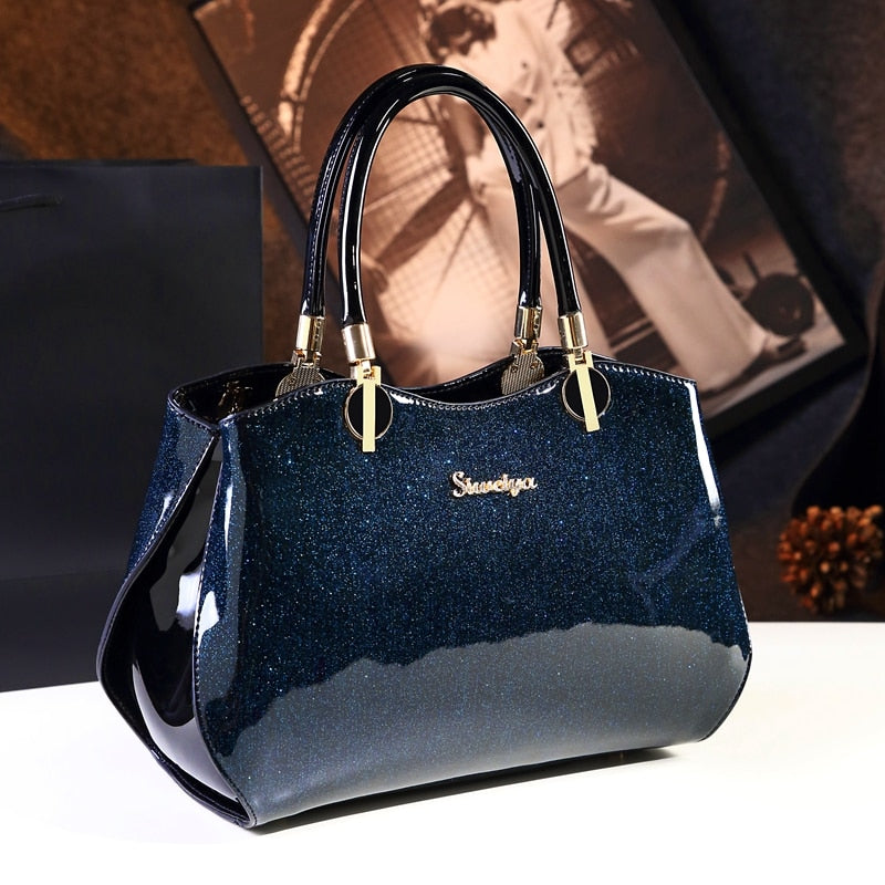 New arrival korean style simple pillow shoulder bags handbags women famous brands top handle bag patent leather messenger clutch