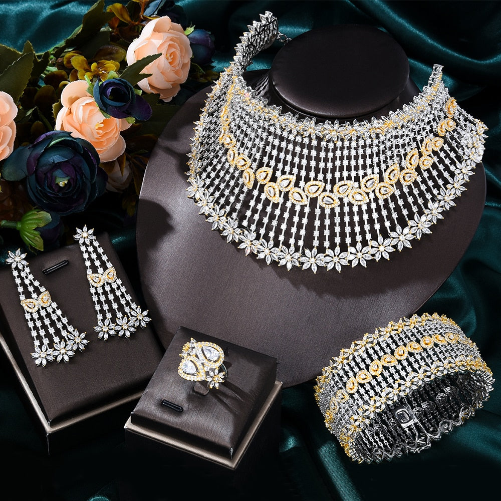 JEWELERY SET 4 PIECE  Chokers Jewelry Sets For Women Wedding Dubai Bridal Set 2022