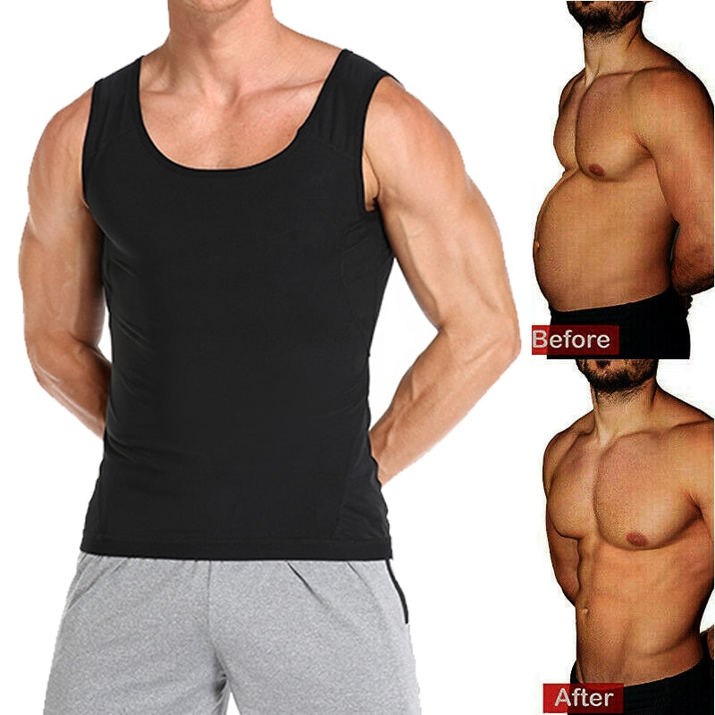 Men Sweat Sauna Shaper Waist Trainer Tummy Belly Compression Shirt Weight Loss Corset Fat Burning Fitness Slim Sweat Pro Polymer