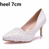 Crystal Queen White Lace Flower Pumps womens Elegant Wedding Shoes Bride High Heels Platform Ladies Wedges Party Dress Shoes