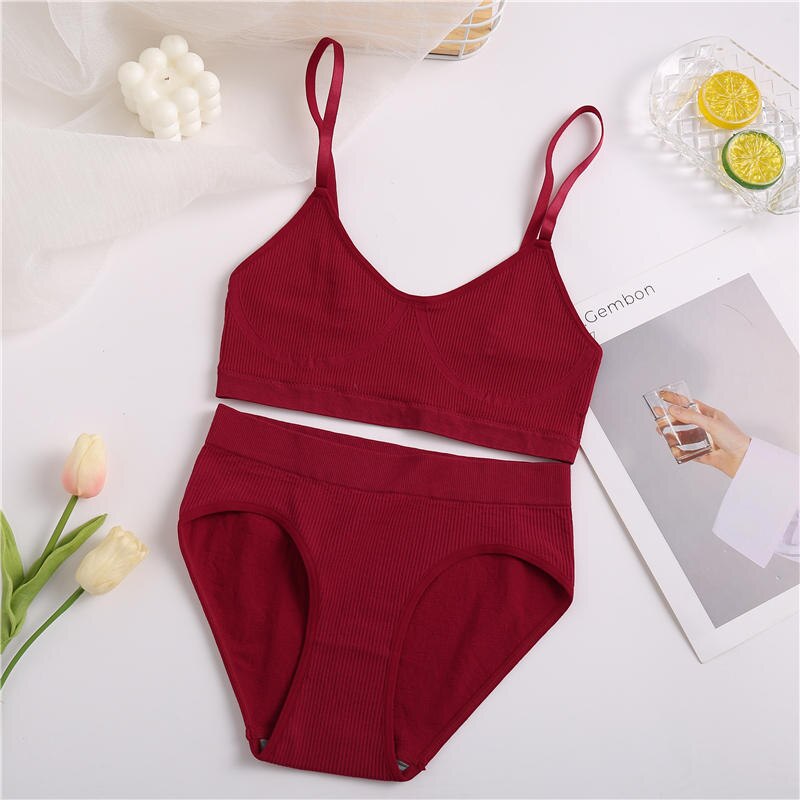 Women Bra Set Panties Sexy Push Up Bralette Female Fitness Seamless Underwear Sports Lingerie Brassiere Set Tank Crop Tops S-XL