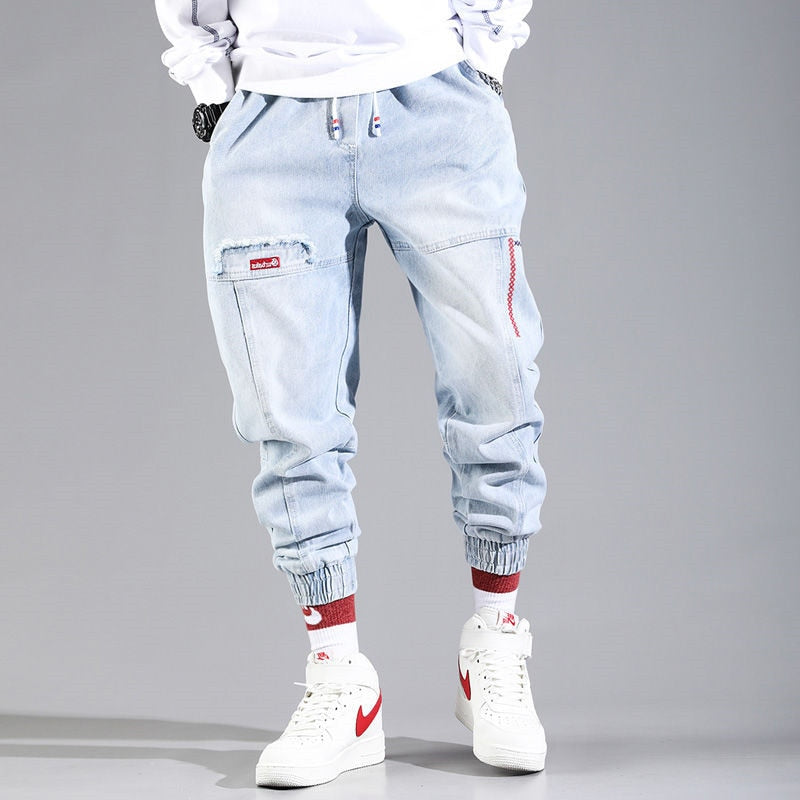 Streetwear Hip Hop Cargo Pants Men's jeans Cargo Pants Elastic Harun pants Joggers Pants In Autumn and Winter