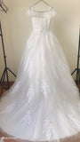 Fansmile Vestido De Noiva Lace Appliques Ball Gown African Wedding Dresses 2020 Vintage Short Sleeves Bride Dresses FSM-147T