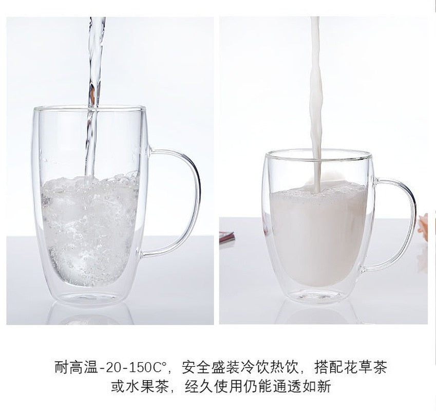 Transparent glasses Heat-resistant Double Glass Beer Handmade Milk Drinking Cup glass drinkware glass coffee cup