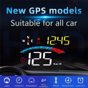 Newly M16 GPS Speedometer Head Up Display GPS HUD Gauges Windsheild Projector With Hood Fatigue Driving Reminder Car Electronics