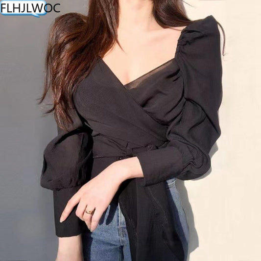 2022 Spring Autumn Basic Shirts Blouses Women Fashion Long Sleeve Elegant Office Lady Work Solid White Ruffled Chic Tops Blusas