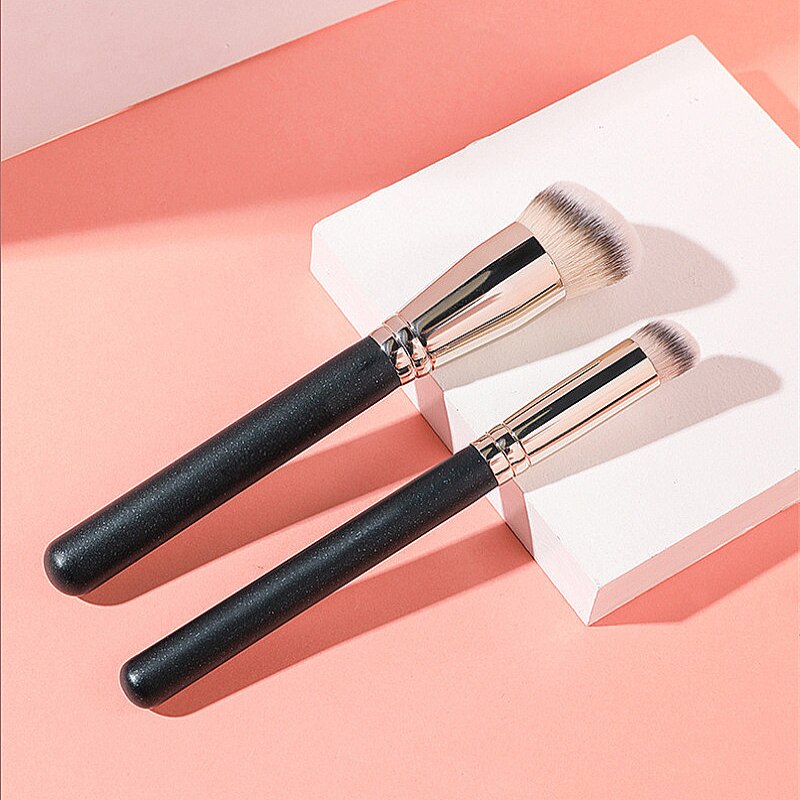 2 Pcs Black Wood Makeup Brushes Sets Magic Traceless Foundation Brush Profession Concealer Fluffy Soft Synthetic Hair Make Up