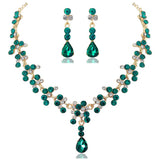 Baroque Vintage Gold Red Green Blue Crystal Bridal Jewelry Sets Choker Necklaces Earrings Tiaras Sets African Beads Jewelry Sets