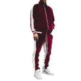 2 Piece Set Tracksuit Men Spring Autumn Striped Jackets Sweatshirts + Pocket Pants Casual Gold Velvet Suit Sport Jogging Set