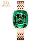 WIILAA 2022 Green Diamond Style Luxury Women Quartz Watch Creative Unique Ladies Wrist Watch For Female Clock relogio feminino