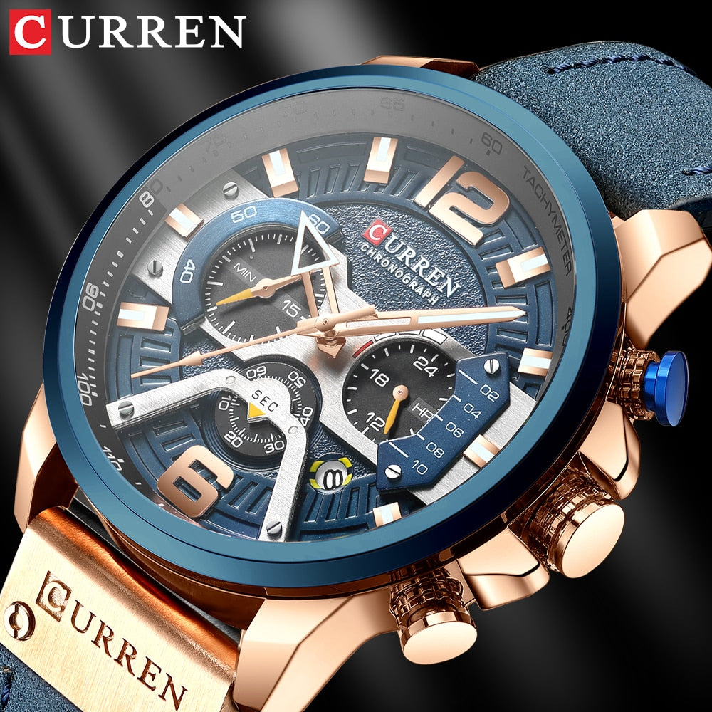 Wristwatch Mens CURREN Top Brand Luxury Sports Watch Men Fashion Leather Chronograph Watches with Date for Men Male Clock