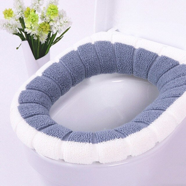 Plush Soft Toilet Seat Cover Bathroom Toilet Cushion Set Toilet Bathroom Mat Sets Warm Seat Cover Washable Two Mat Accessory Set