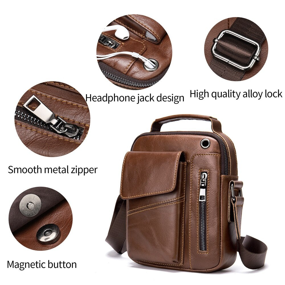 WESTAL Bag Men Leather Men's Shoulder Bag Zip Mens Messanger Crossbody Bags for Men Desinger Bags Small Men's Leather Handbags