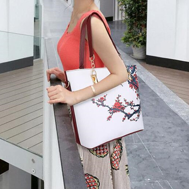 Floral Print Women Handbags Shoulder Bags Set Female Practical Composite Bag 6-Piece Set Designer Brand Bolsa