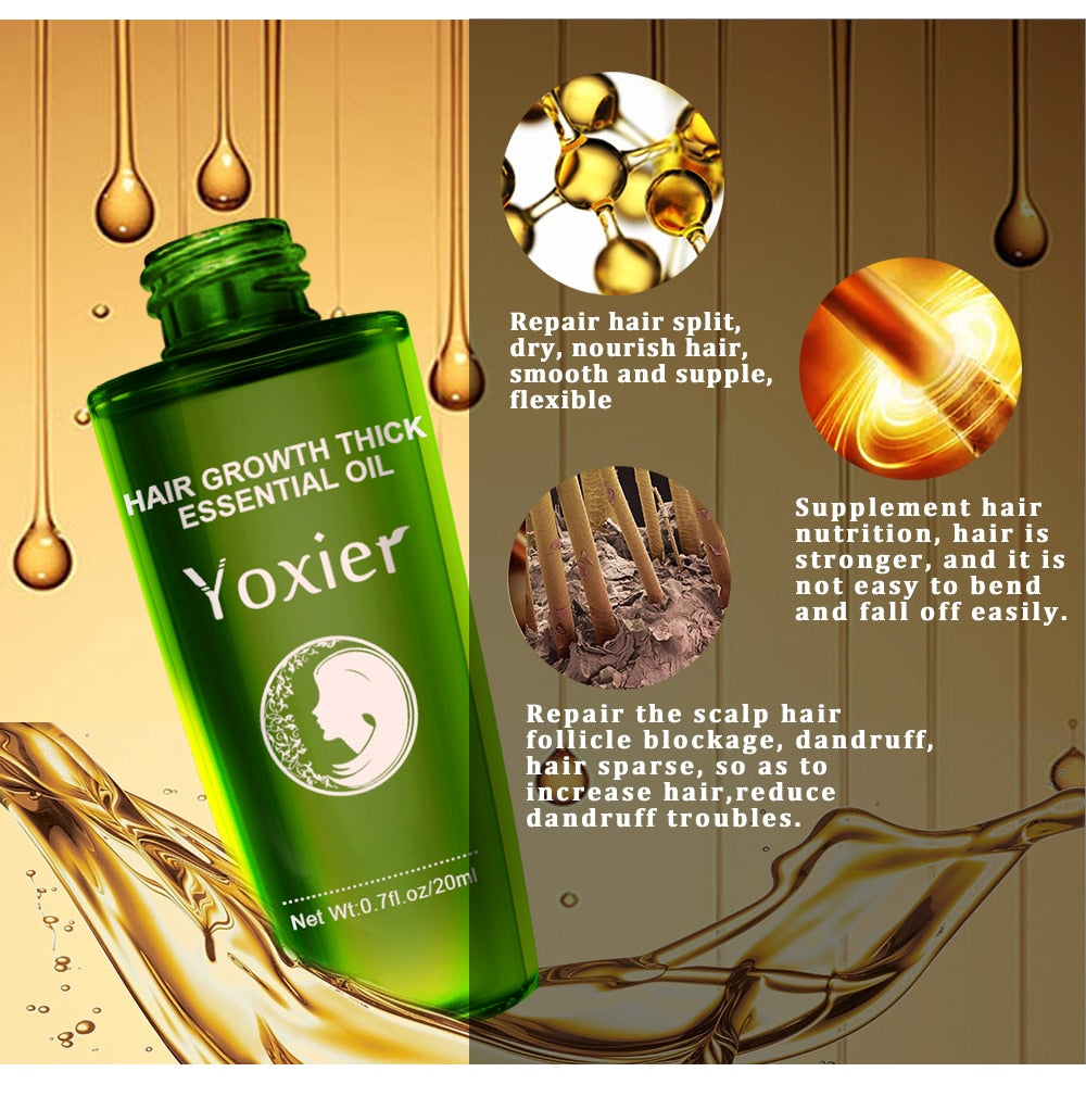 Yoxier 3Pcs Hair Growth Essence Oil Effective Extract Anti Nourish Hair Roots Treatment Preventing Hair Loss Hair Care Products