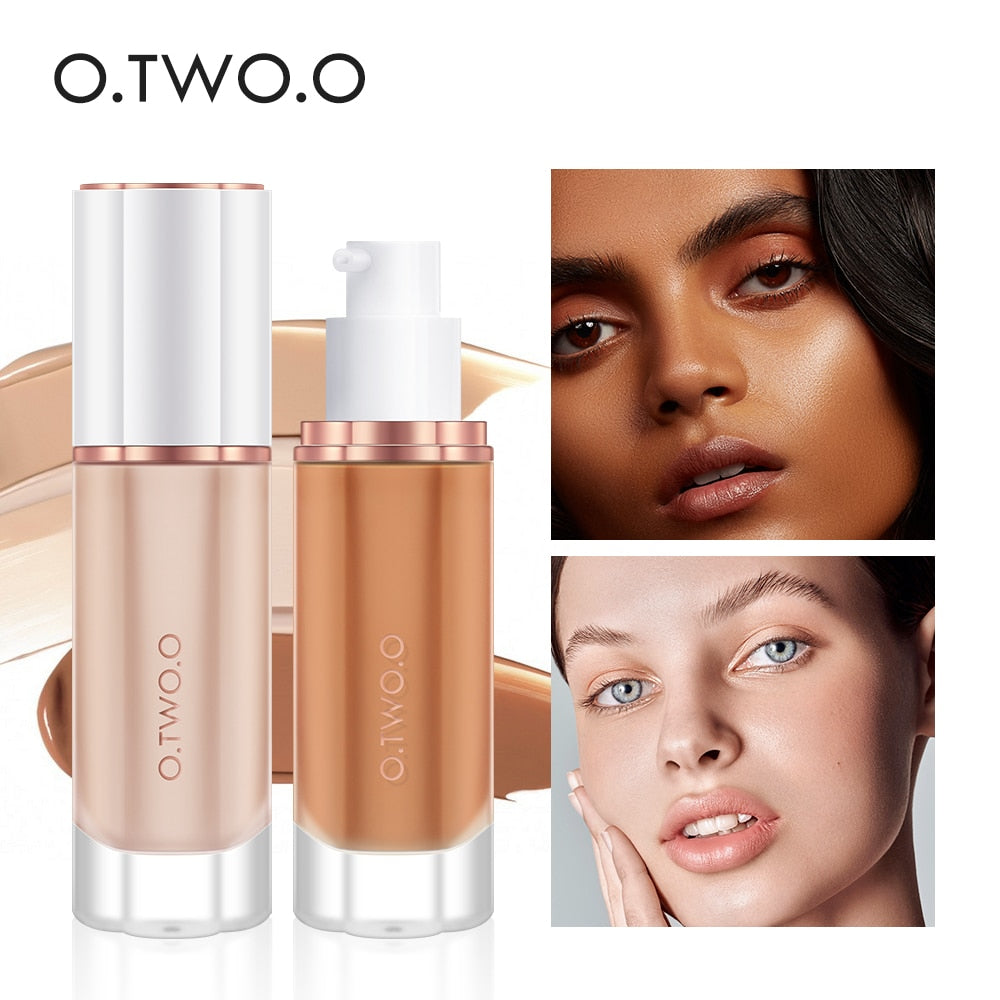 O.TWO.O Black Foundation Matte Cosmetics For Face Concealer Full Covering Moist Liquid Foundation Natural Whiten Makeup Base