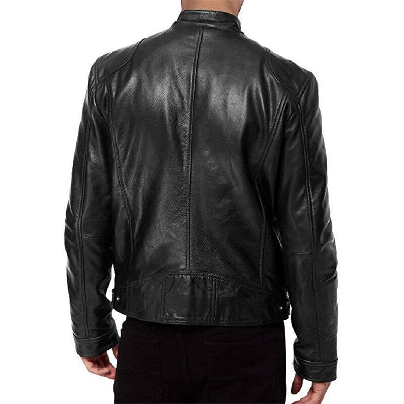 2021 Mens Fashion Leather Jacket Slim Fit Stand Collar PU Jacket Male Anti-wind Motorcycle Lapel Diagonal Zipper Jackets Men 5XL