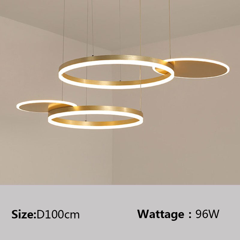 Nordic Gold Brown LED Suspension Chandelier for Bedroom Living Dining Study Room Loft Kitchen Minimalist Home Deco Light Fixture