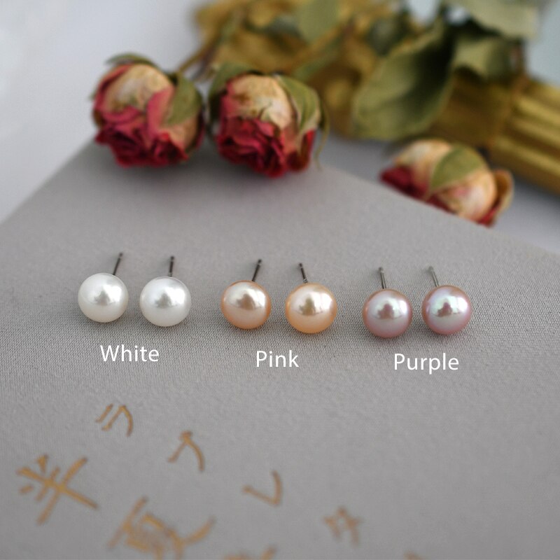 ASHIQI Natural Freshwater Pearl Stud Earrings 2021 Trendy for Women Real 925 Sterling Silver Jewelry Gift Wholesale