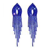 2022 New Trendy Crystal Long Tassel Earrings Blue Rhinestone Waterdrop Dangle Drop Earrings Eardrop For Women Jewelry Gift