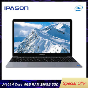 IPASON Laptop P1 15.6-inch IPS Convenient Notebook Computer Business Office Student Quad-Core J4125 Portable Internet Ultrabook