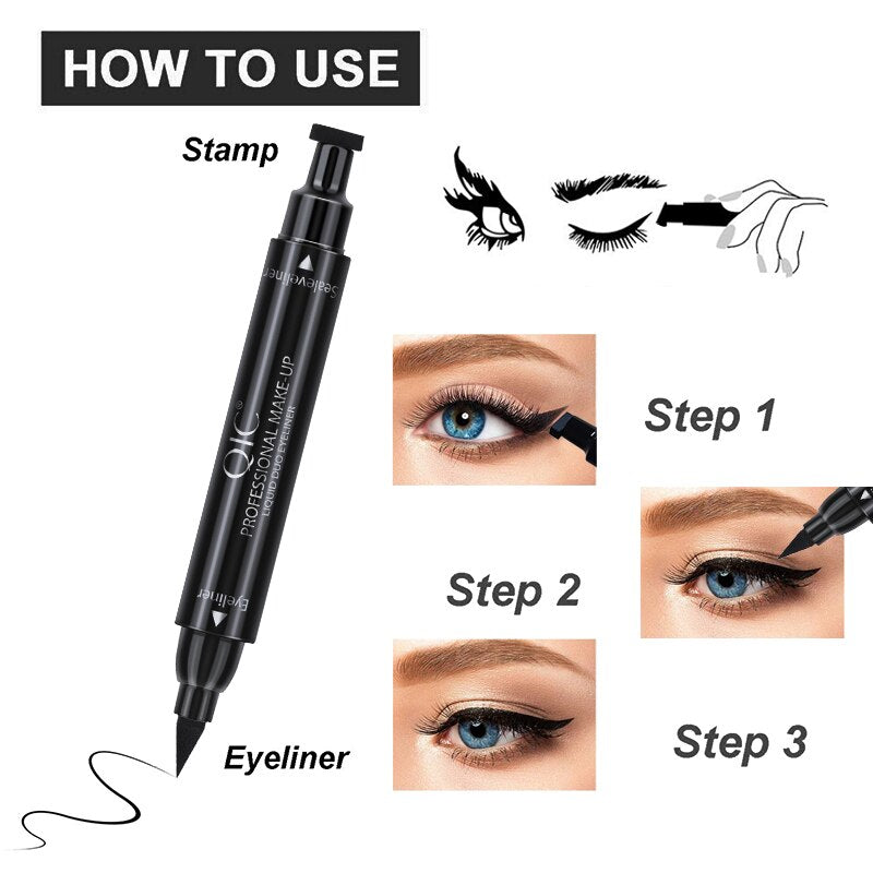 Cosmetic Eyeliner Pencil Waterproof Eyeliner Stamp Black Quick Dry Double Head Liquid Eye Liner Easy Wear Makeup Tools Girlglee