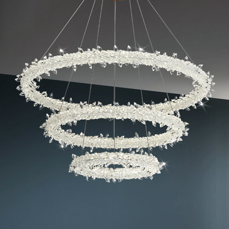 Nordic Cololful Snow Flower Chandeliers Ice Flower Crystal Chandelier Luxury Lighting Living Room Restaurant Decoration