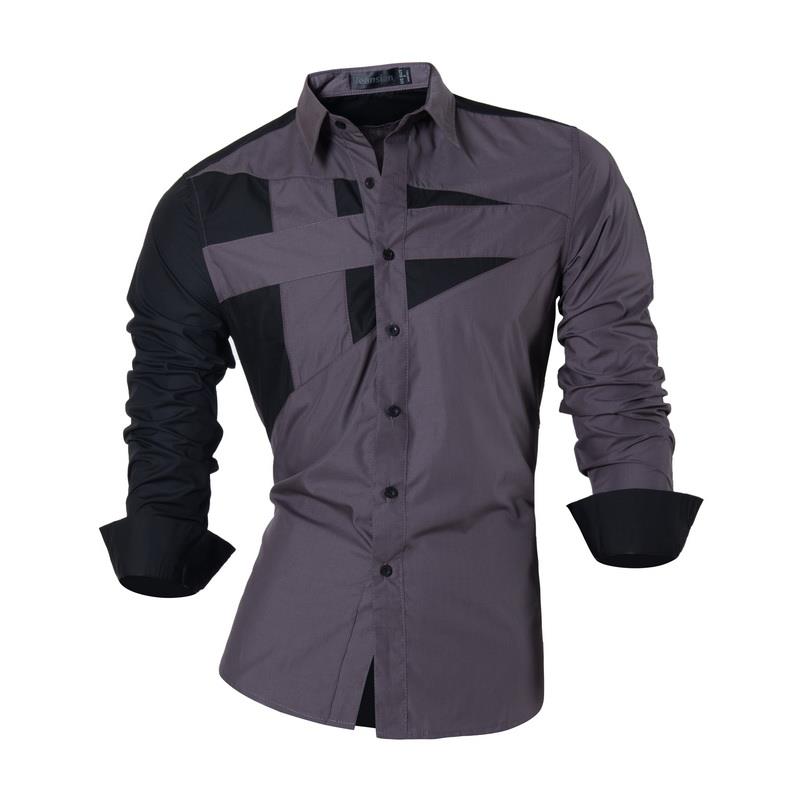 jeansian Spring Autumn Features Shirts Men Casual Long Sleeve Casual Slim Fit Male Shirts Zipper Decoration (No Pockets) Z015