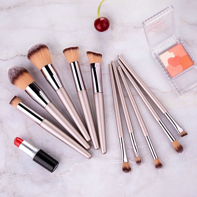 2020 New Champagne Makeup Brushes For Foundation Powder Blush Eyeshadow Concealer Lip Eye Make Up Brush Cosmetics Beauty Tools