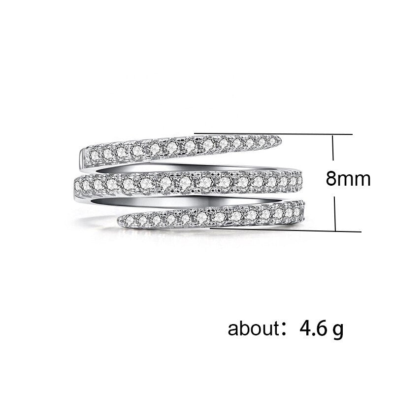 Cute 3 Round Silver Color Ring with Bling Zircon Stone for Women Fashion Jewelry Wedding Engagement Ring