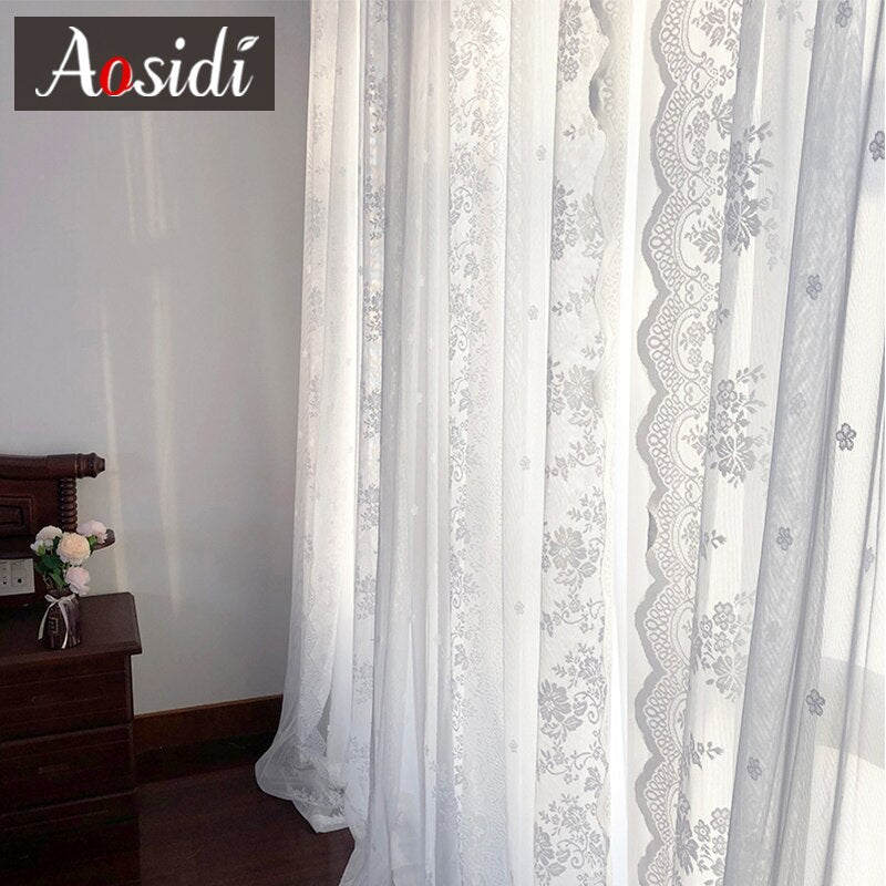 White Curtains for Living Room Bedroom Windows Lace Elegant Curtains Sheer For Children' Room Decoration Modern Voile Drapes