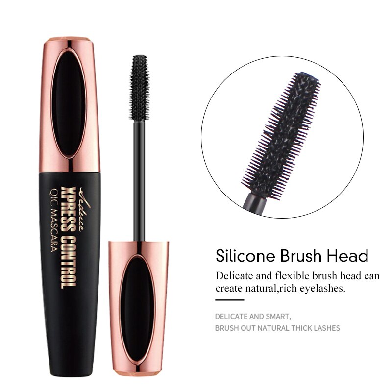 Beauty Magic Abundance 4D Mascara Waterproof Thick and Long Curly Silicone Brush Head Makeup