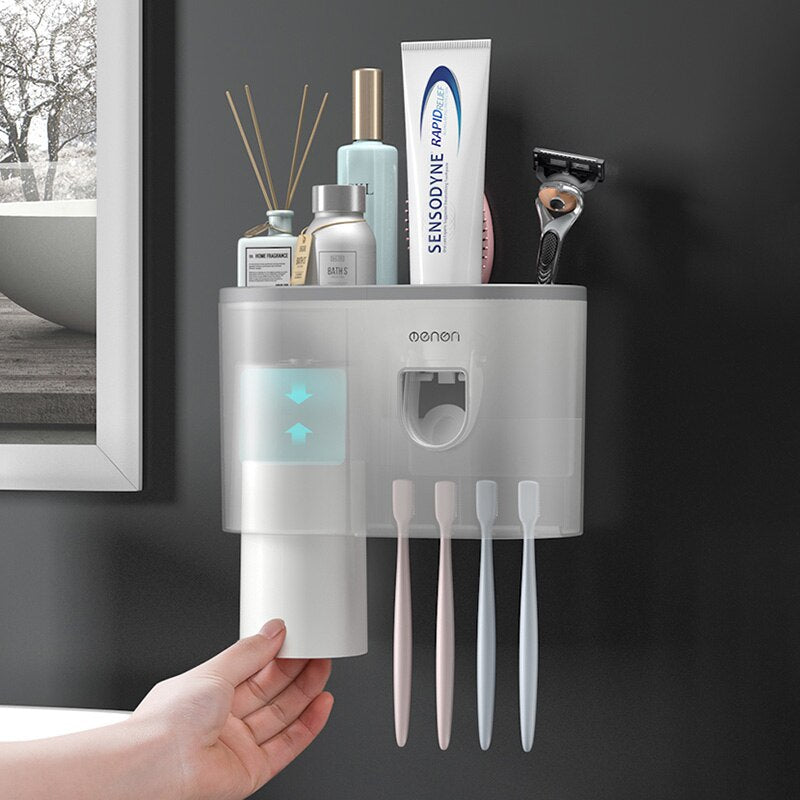 BAISPO Magnetic Adsorption Toothbrush Holder Inverted Cup Automatic Toothpaste Squeezer Dispenser Home Bathroom Accessories Sets