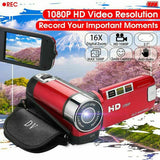 16MP HD 1080P Digital Video Camera Camcorder 16X Digital Zoom Video Camcorder 2.7inch TFT LCD Screen Shooting DVR Video Recorder