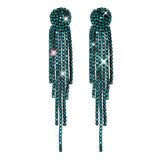 2022 New Trendy Crystal Long Tassel Earrings Blue Rhinestone Waterdrop Dangle Drop Earrings Eardrop For Women Jewelry Gift