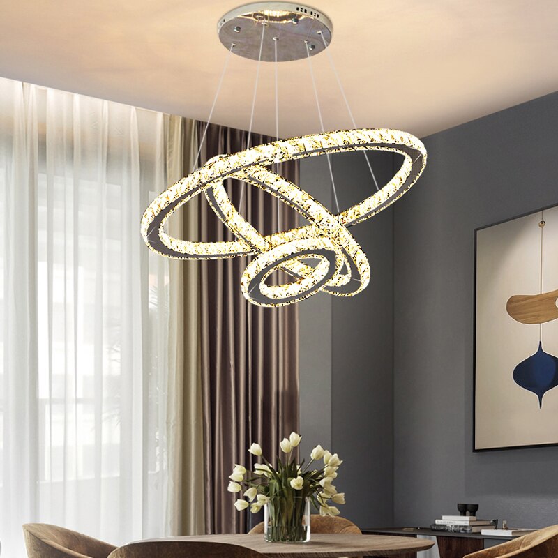 Modern LED Chandelier Crystal Ring Chandeliers Indoor Lighting Lustre Loft Light For Living Room Bedroom Kitchen Fixture Lights