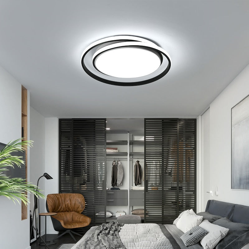 Modern LED Chandeliers For Bedroom Dining Room Kitchen Minimalist Round Black Ceiling Lamp Home Creativity Lighting Fixtures